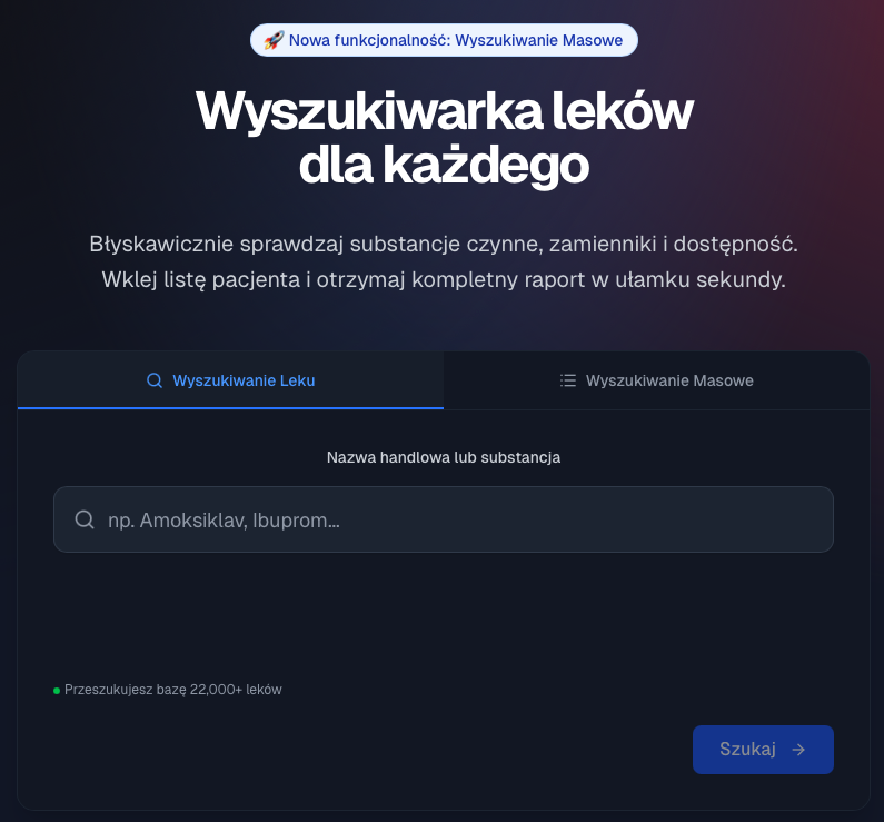 Main page — single drug search